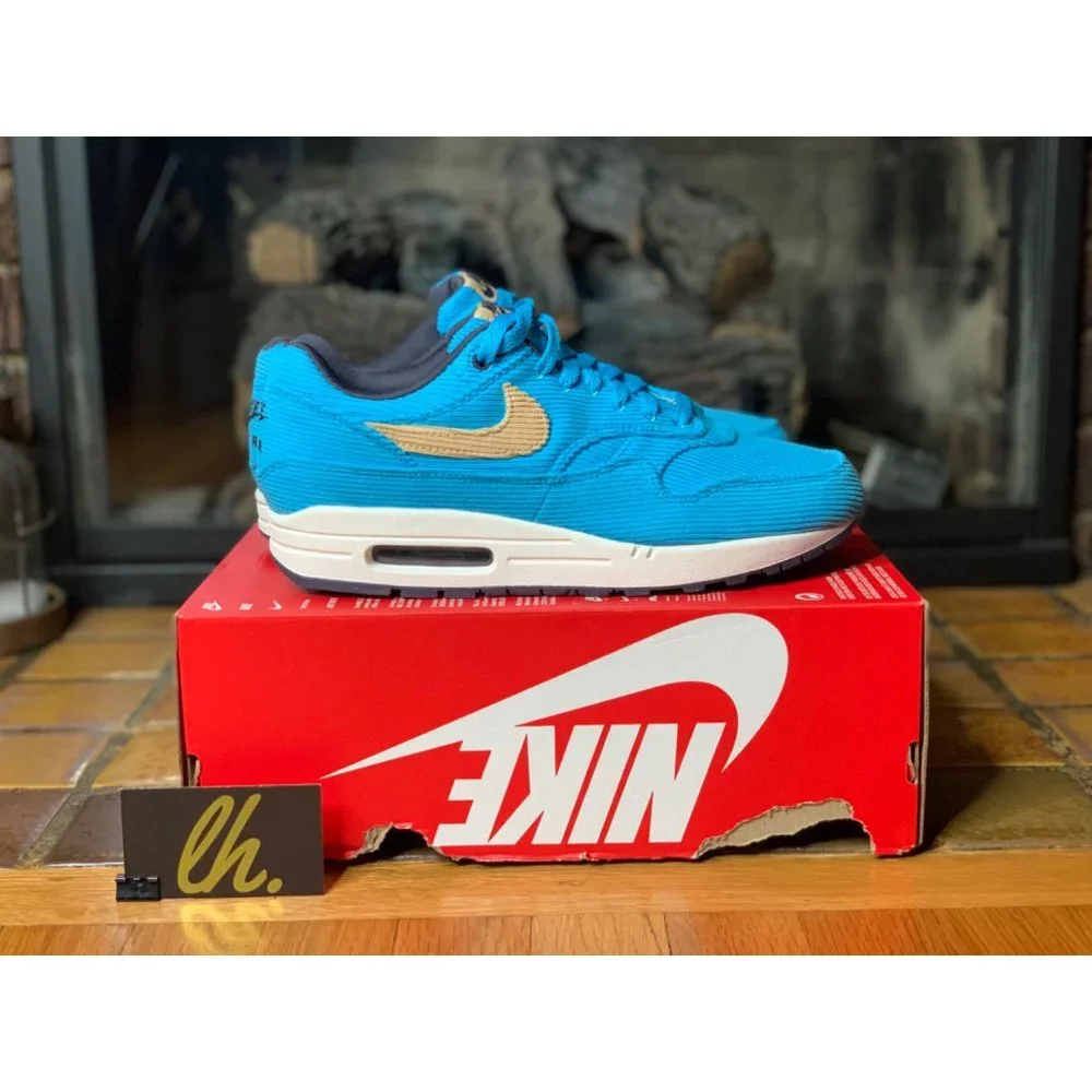 Size 9.5 Nike Air Max 1 PRM Corduroy “Baltic Blue” Athletic Sneakers FB8915-400 - Picture 4 of 8